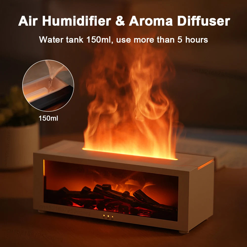 Transform Your Space with the Flame Aroma Humidifier - Essential Oils Diffuser with LED Light & Remote Control