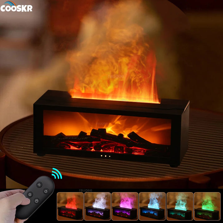 Transform Your Space with the Flame Aroma Humidifier - Essential Oils Diffuser with LED Light & Remote Control
